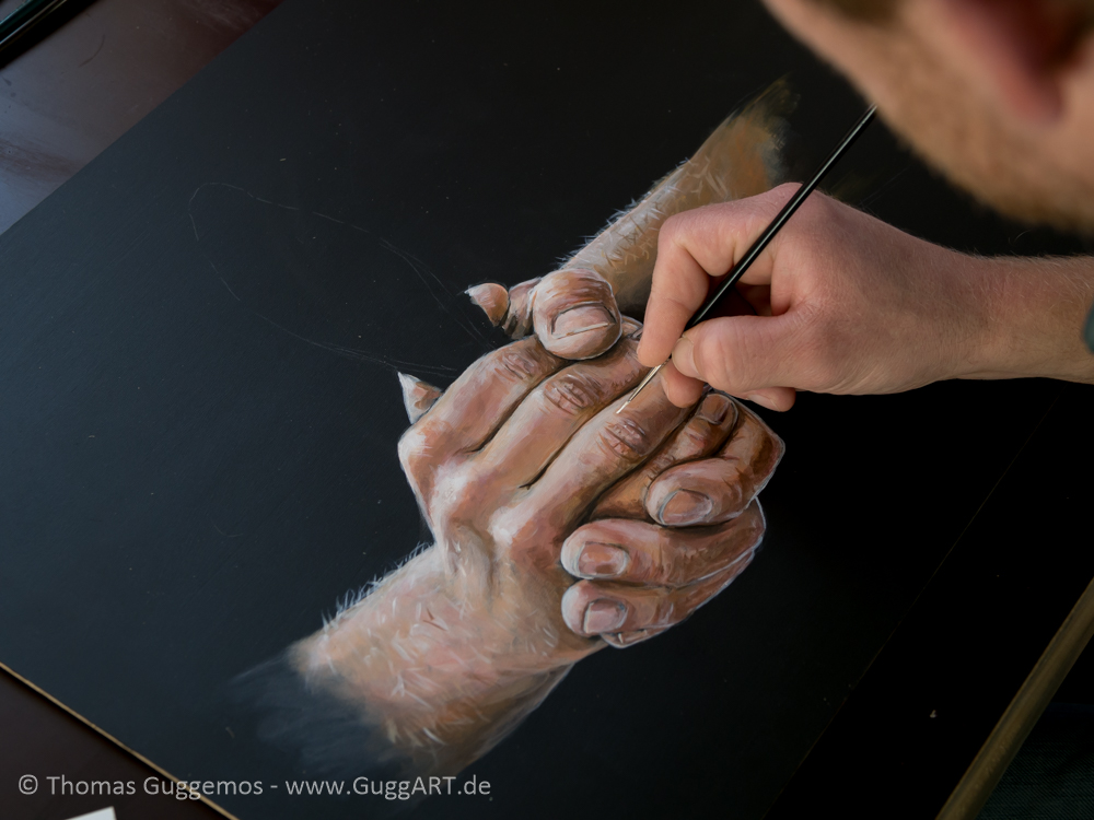 Hände malen mit Acryl - Details werden gemalt