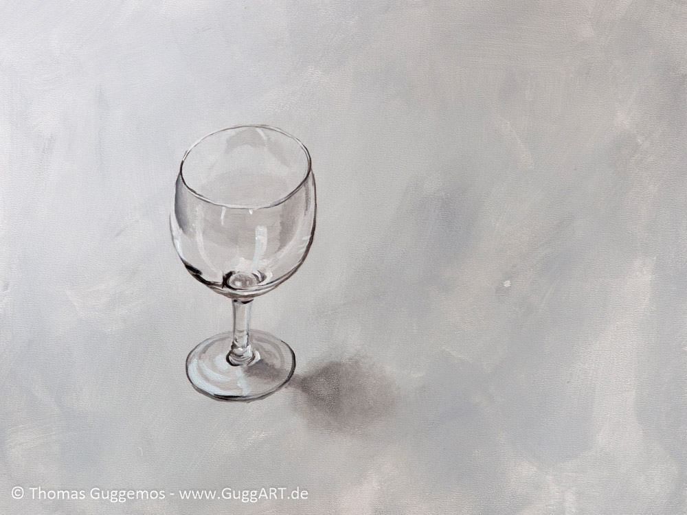 Weinglas malen mit Acrylfarbe - realistisch malen mit Acryl