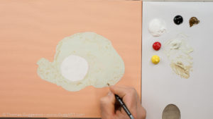 Spiegelei malen mit Acrylfarbe - Blasen und Vertiefungen im Ei