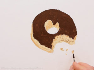 Donut malen mit Acrylfarbe - Die luftigen Poren im Teig