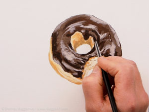 Donut malen mit Acrylfarbe - Dunkle Schokolade