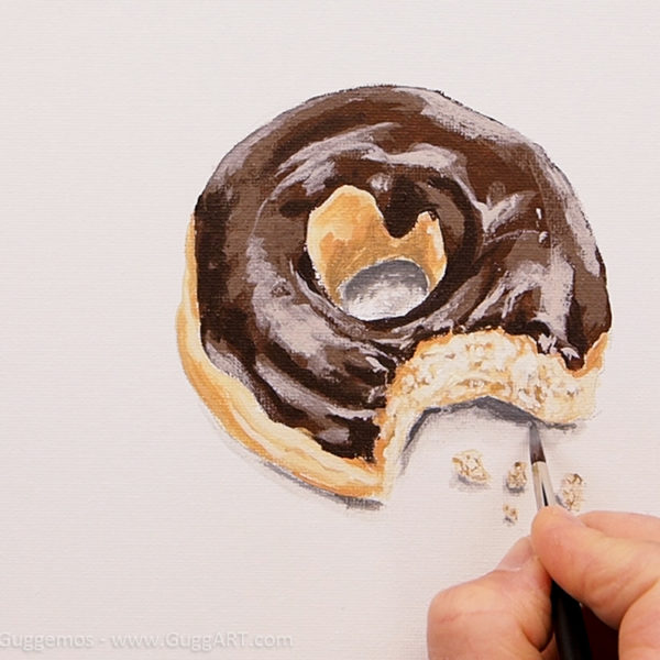 Donut malen mit Acrylfarbe - Schatten des Donuts