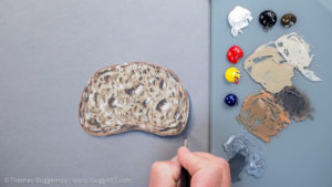 Brot malen mit Acrylfarbe - Der Schatten des Brotes