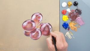 Trauben malen mit Acrylfarben - Das Glänzen