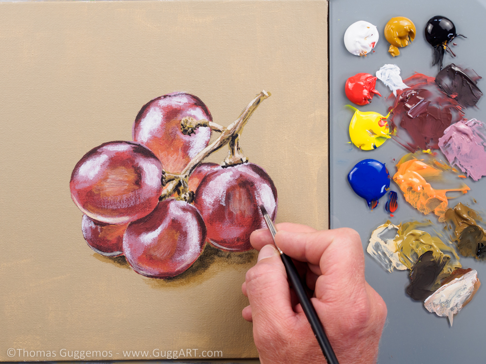 Trauben malen mit Acrylfarben - So einfach geht's