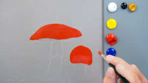 Fliegenpilze malen mit Acryl - Rote Kappen