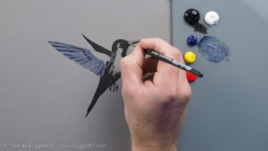 Kolibri malen mit Acryl - Flügel malen