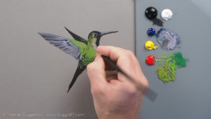Kolibri malen mit Acryl - Grünes Federkleid