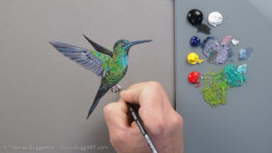 Kolibri malen mit Acryl - Füße malen