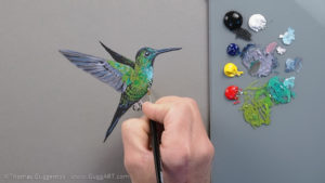 Kolibri malen mit Acryl - Glanzlichter malen