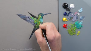 Kolibri malen mit Acryl - Federkleid leuchtet