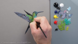 Kolibri malen mit Acryl - Feine Details