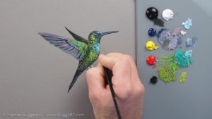 Kolibri malen mit Acryl - Glänzende Federn