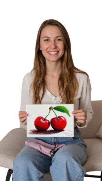 Realistisch malen lernen - Frau mit Kirschen