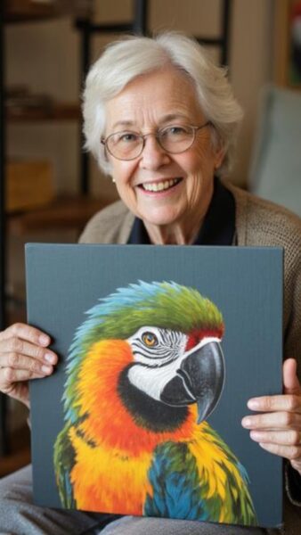 Master-Kurs - Acrylmalerei lernen - Frau mit Papagei